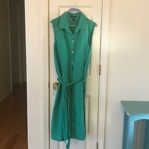 Land’s End sleeveless green shirt dress
